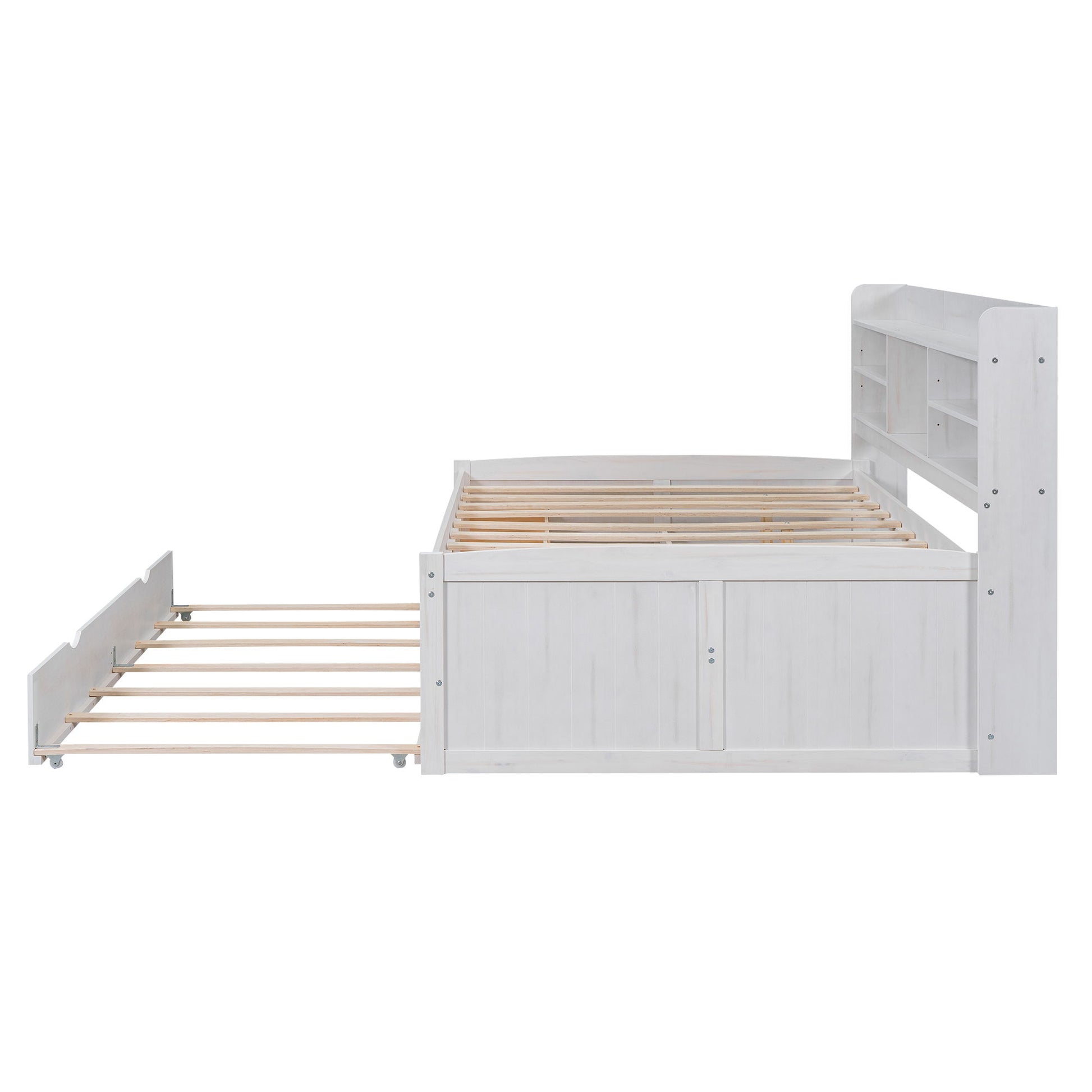 Captain Bed With Built In Bookshelves, 3 Storage Drawers, And Trundle - The Sleep Loft - Online Mattress Showroom NYC