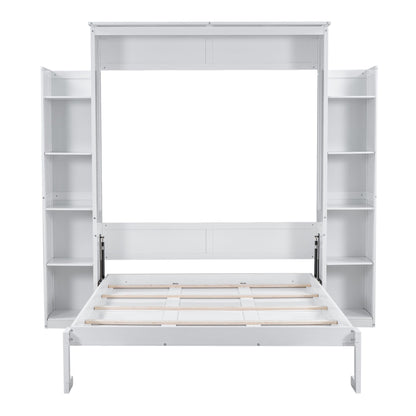 Wall Murphy Bed With Shelves And LED Lights - The Sleep Loft - Online Mattress Showroom NYC