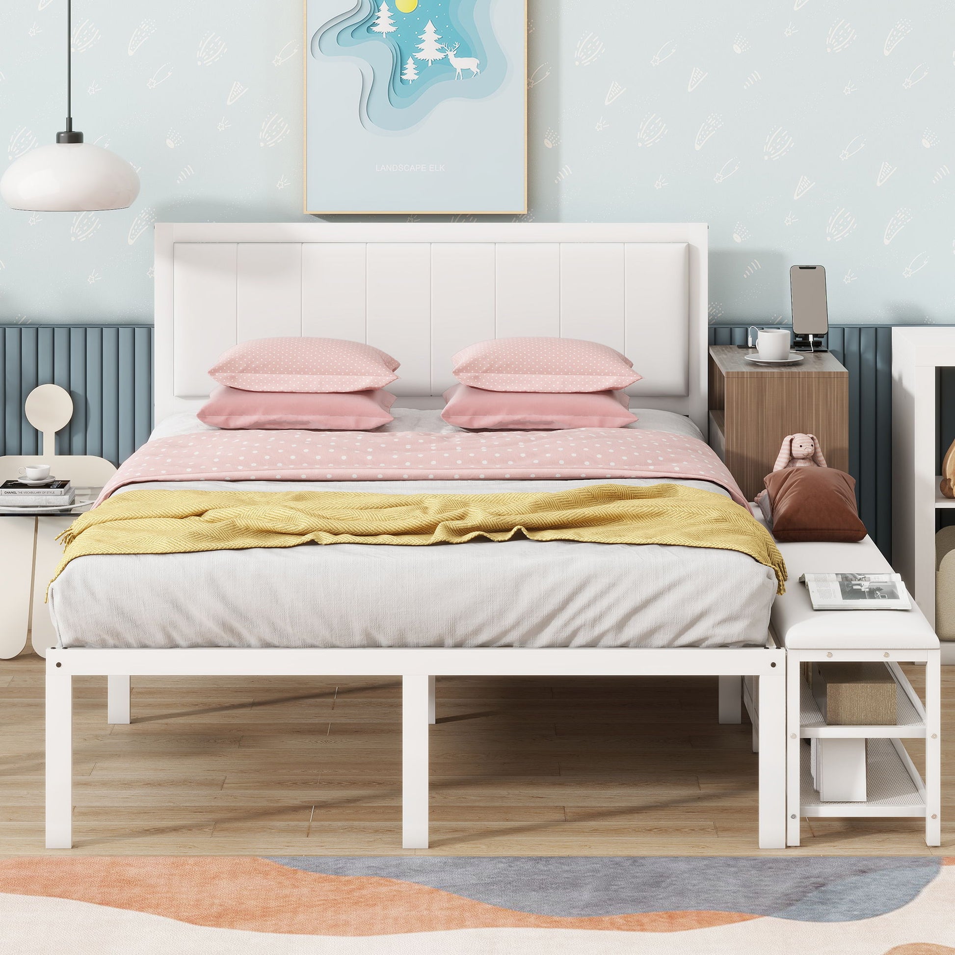 Platform Bed With 2 Tier Storage Shelves, Storage Cabinet - The Sleep Loft - Online Mattress Showroom NYC
