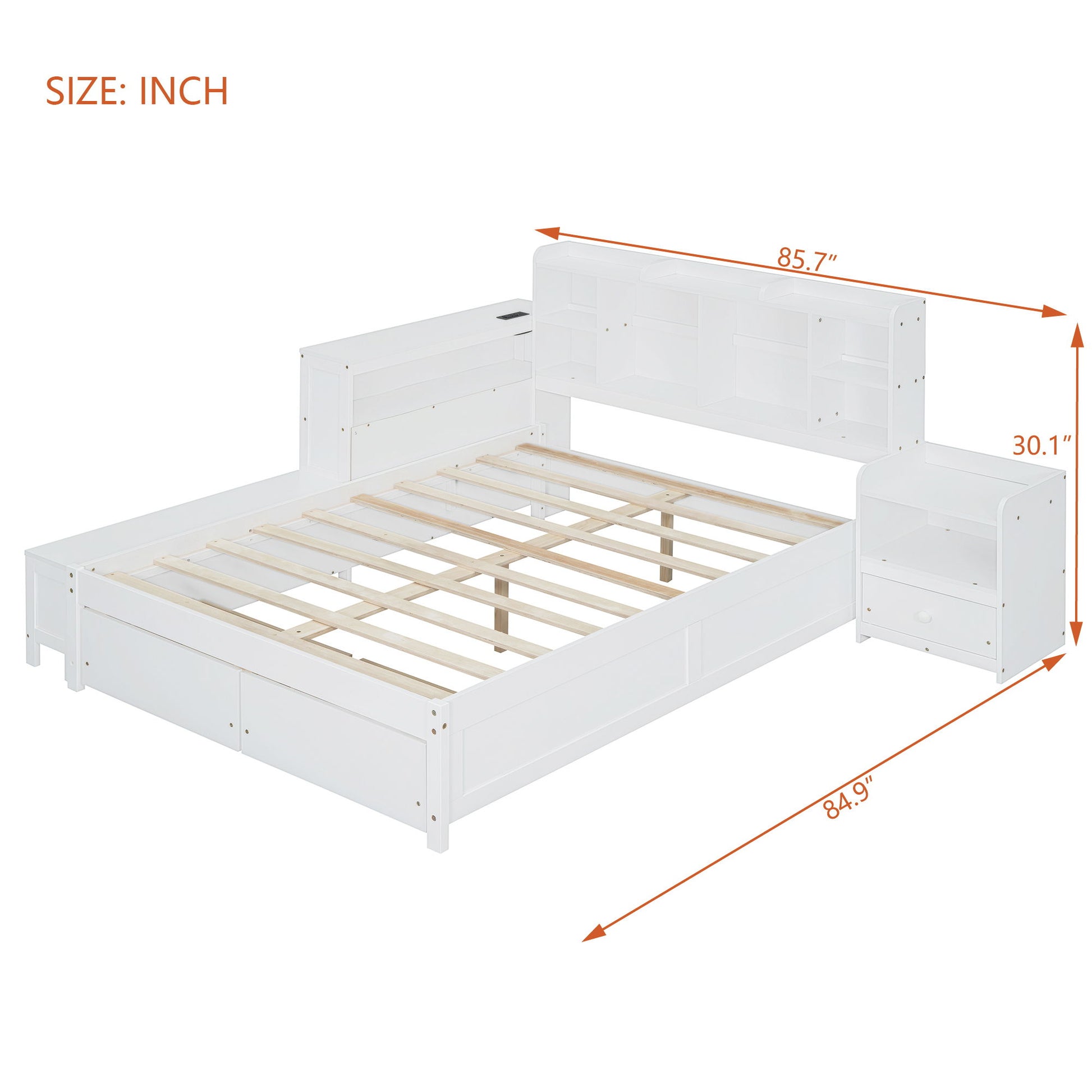 Platform Bed With Multi Functional Storage Space, Nightstand, 2 Drawers, USB Ports And Desk - The Sleep Loft - Online Mattress Showroom NYC