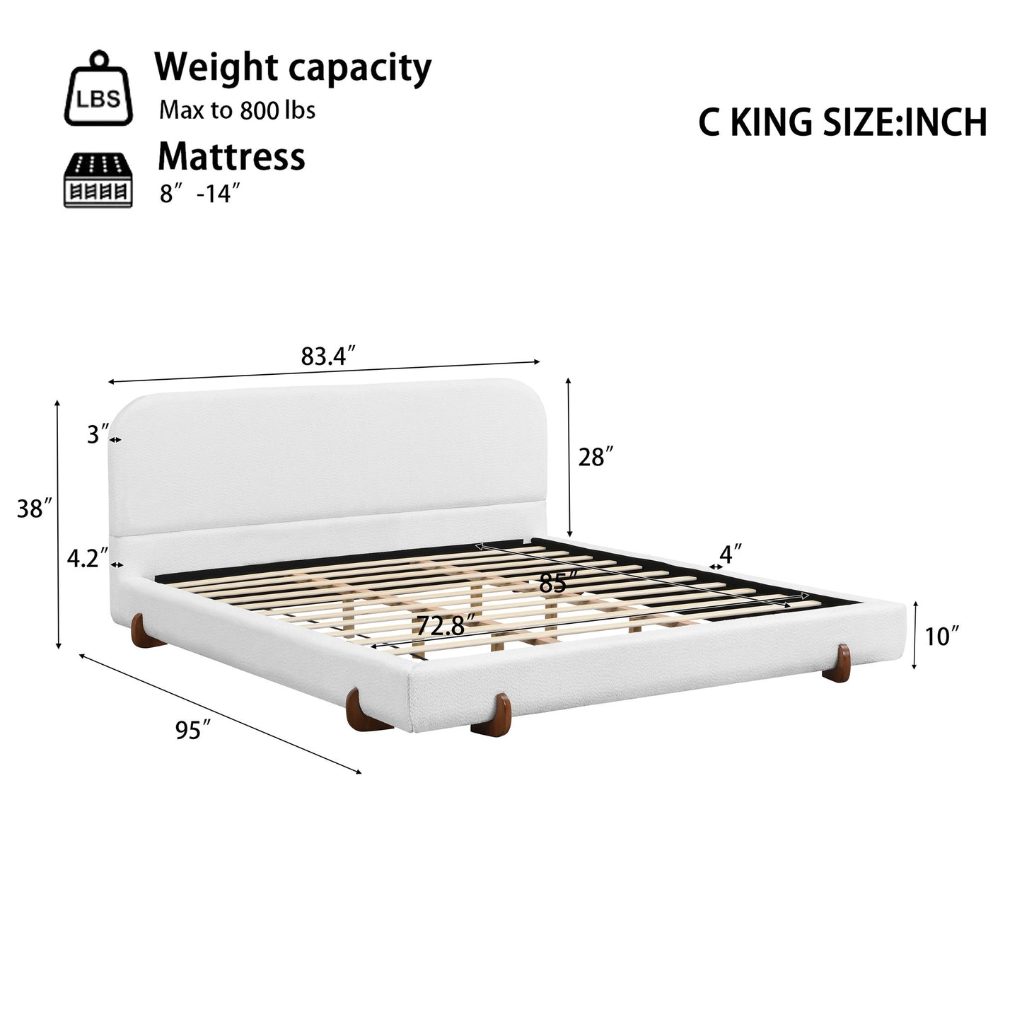 Elegant Upholstered Bed Frame - The Sleep Loft - Online Mattress Showroom NYC