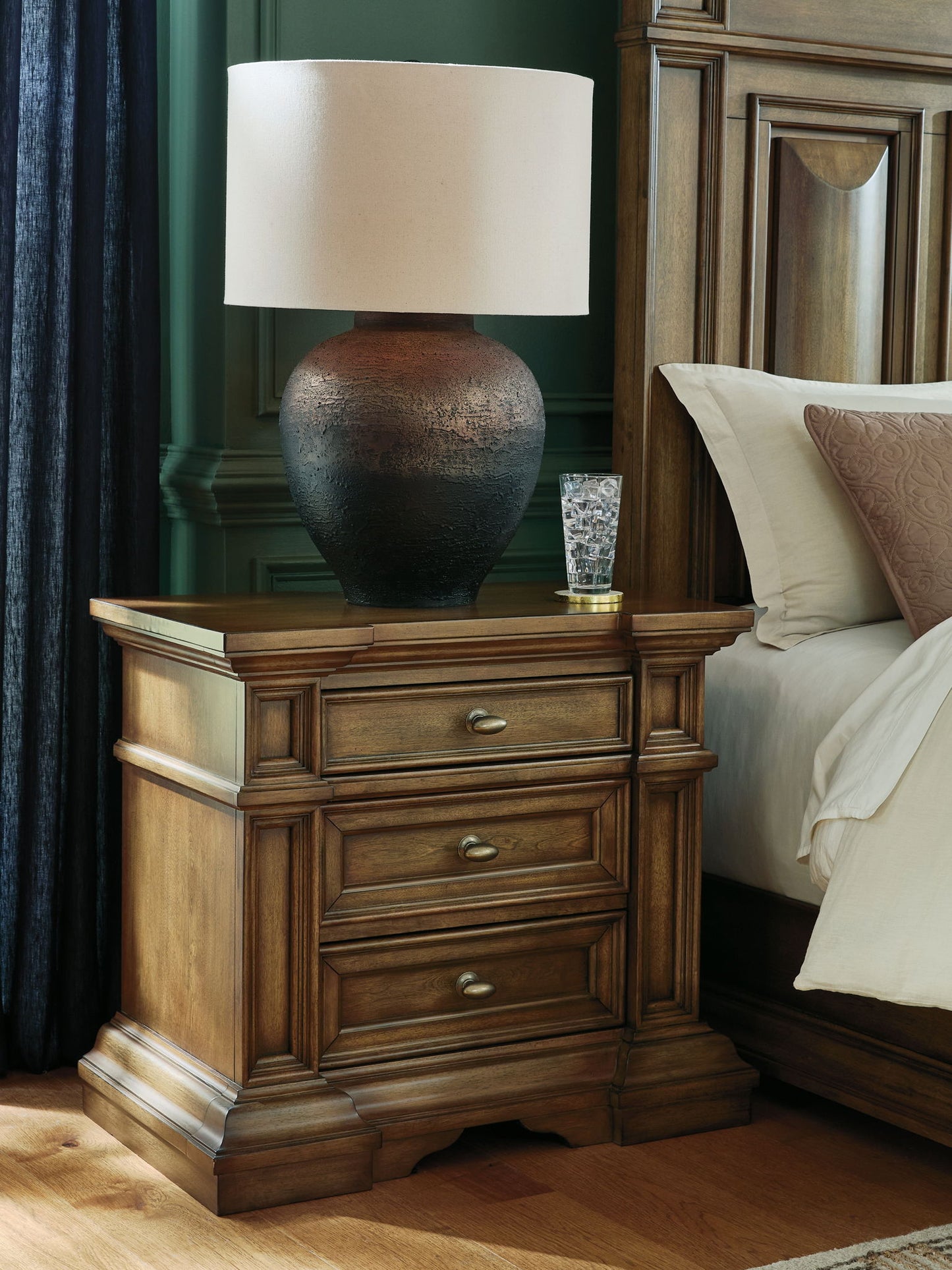 Frantanna - Three Drawer Night Stand - Brown - The Sleep Loft - Online Mattress Showroom NYC