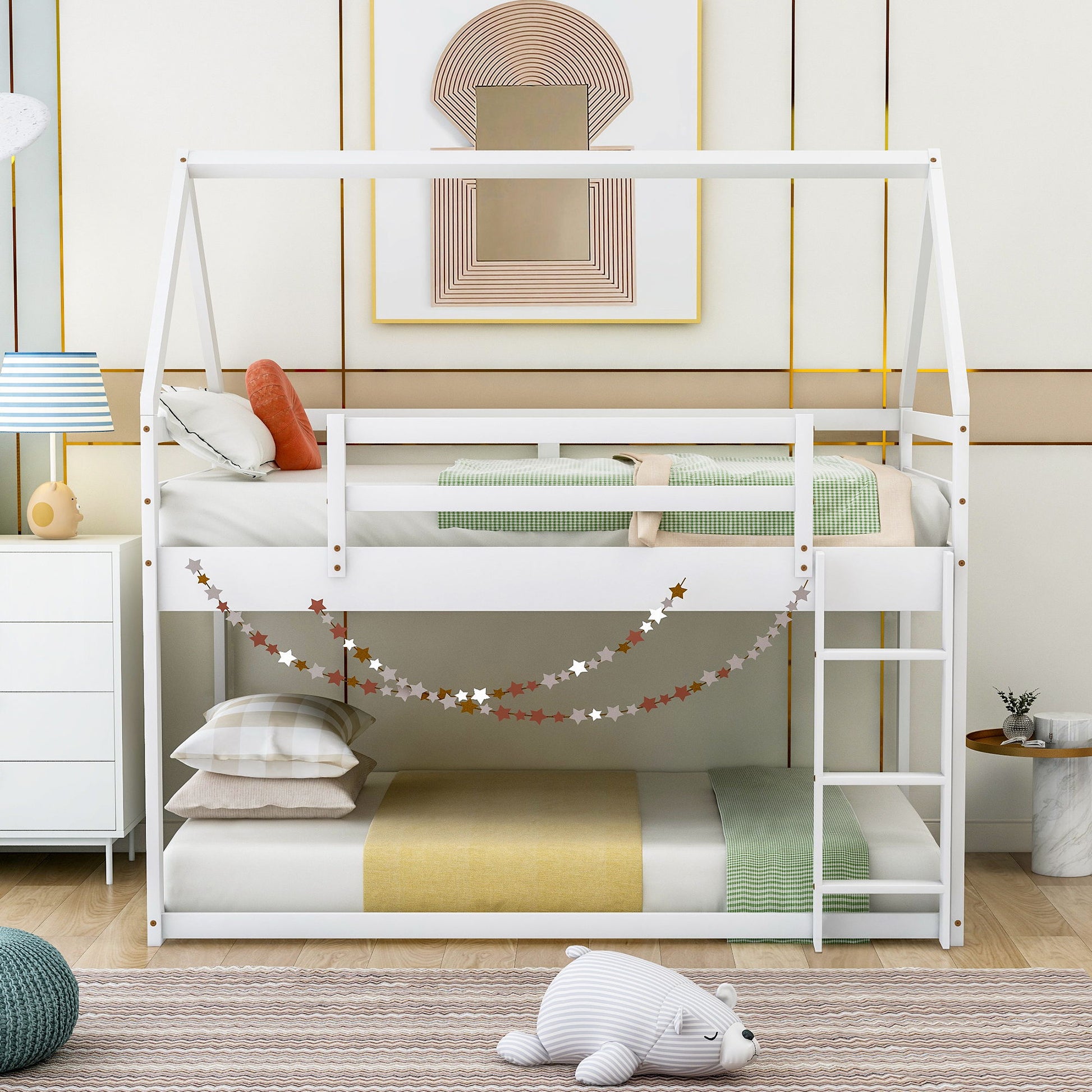 Low Bunk Bed With House Shaped Frame And Ladder - The Sleep Loft - Online Mattress Showroom NYC