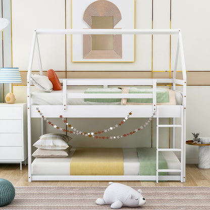 Low Bunk Bed With House Shaped Frame And Ladder - The Sleep Loft - Online Mattress Showroom NYC
