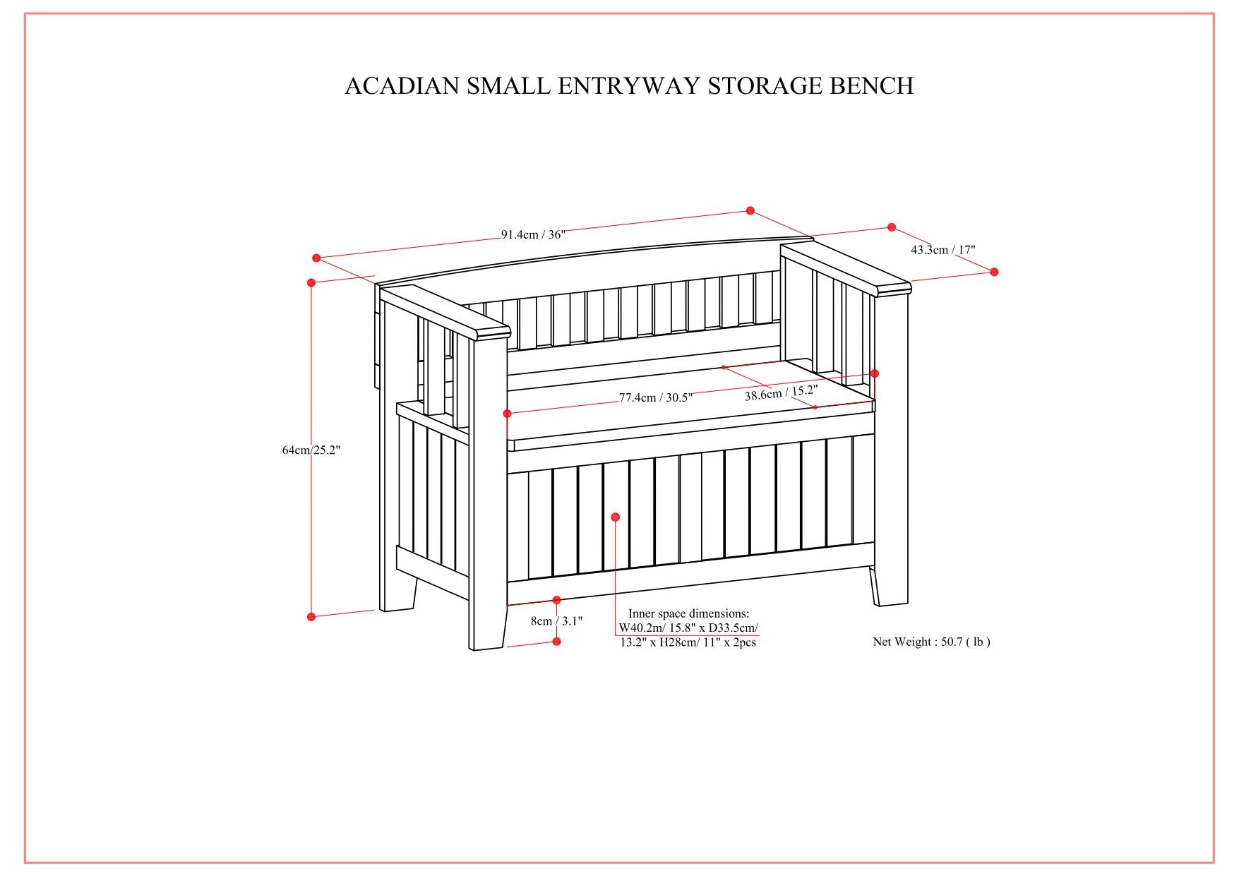 Acadian - Entryway Storage Bench, Handcrafted - The Sleep Loft - Online Mattress Showroom NYC