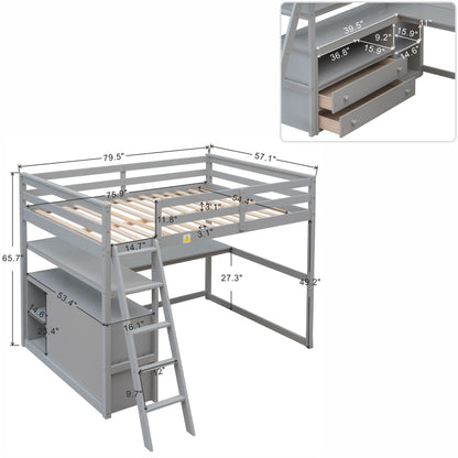 Modern Loft Bed With Built In Desk, Shelves, And 2 Drawers - The Sleep Loft - Online Mattress Showroom NYC