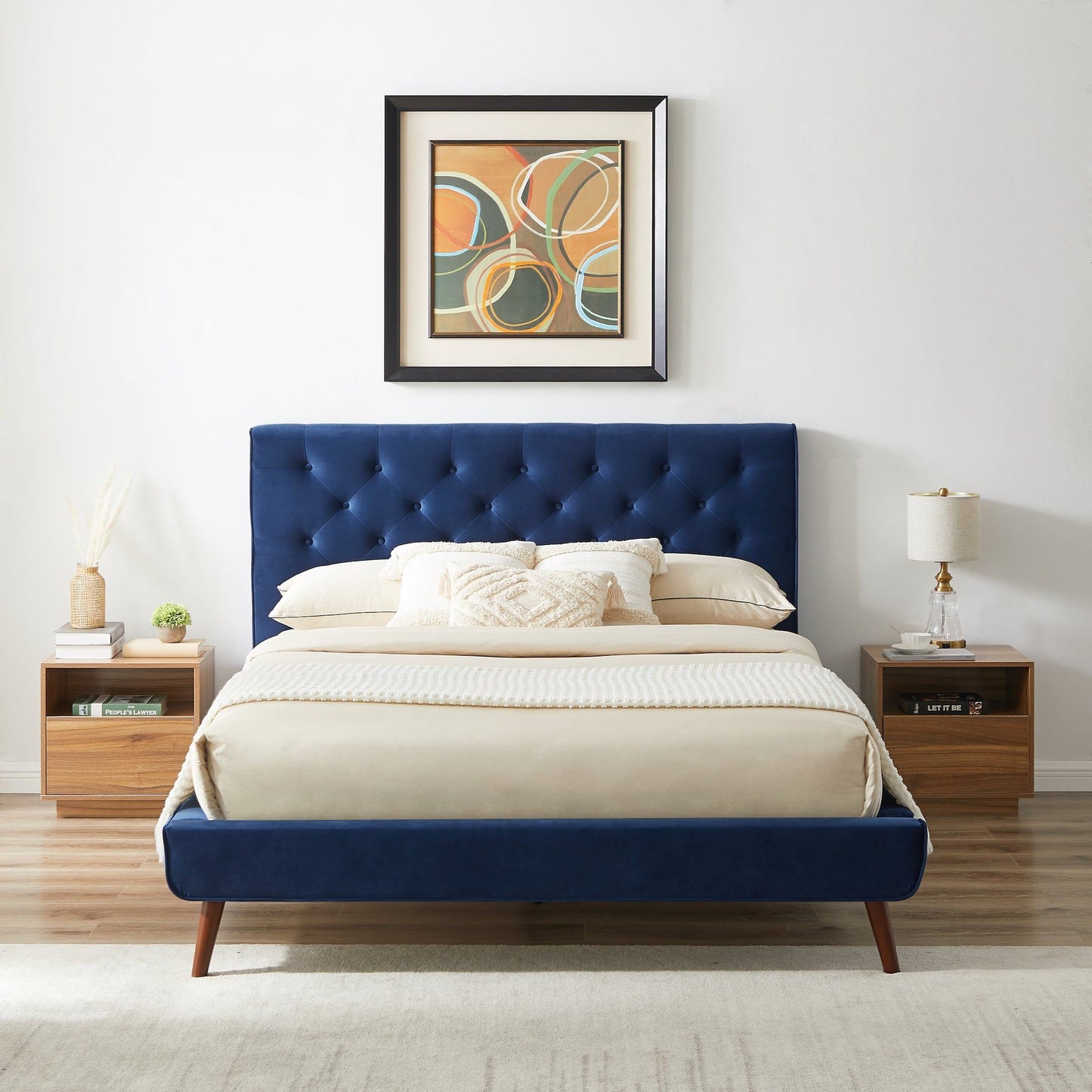 Dillon - Mid-Century Velvet Platform Bed - The Sleep Loft - Online Mattress Showroom NYC