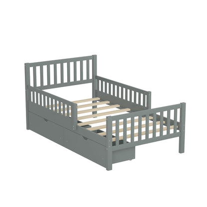 Platform Bed With Guardrails On Both Sides And 2 Storage Drawers - The Sleep Loft - Online Mattress Showroom NYC