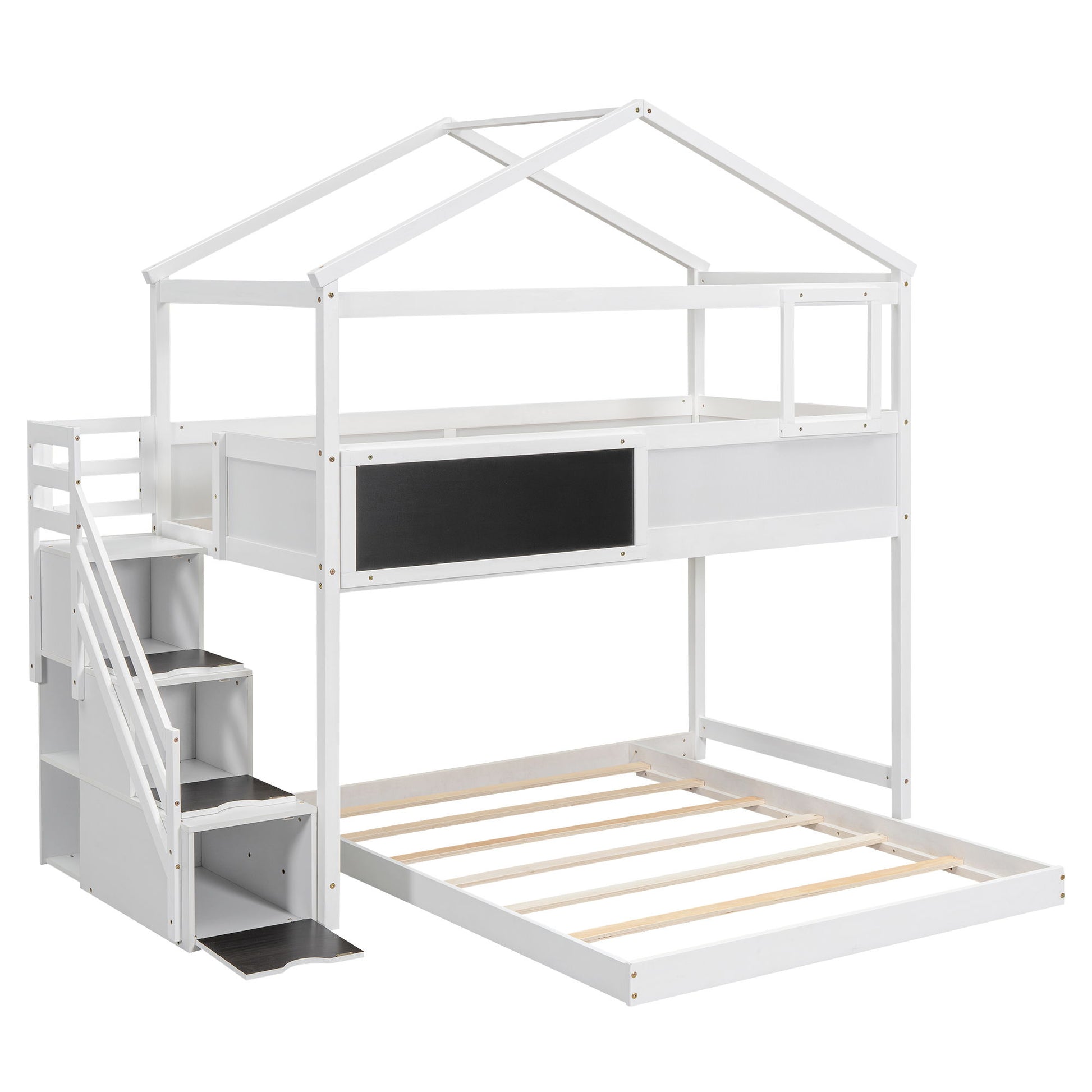House Style Bunk Bed With Storage Staircase And board - The Sleep Loft - Online Mattress Showroom NYC