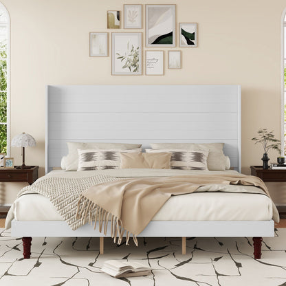King Size, Stylish High Headboard Bed, High Quality - White - The Sleep Loft - Online Mattress Showroom NYC