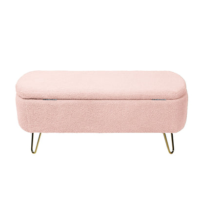 Storage Ottoman Bench For End Of Bed Legs, Modern Camel Faux Fur Entryway Bench Upholstered Padded With Storage For Living Room Bedroom - The Sleep Loft - Online Mattress Showroom NYC