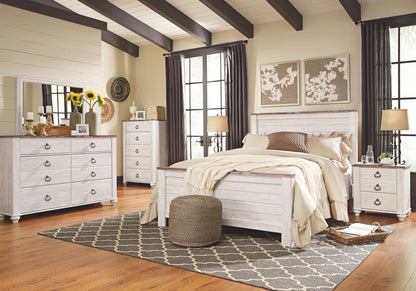 Willowton - Two Drawer Night Stand - Brown / Beige / White - The Sleep Loft - Online Mattress Showroom NYC