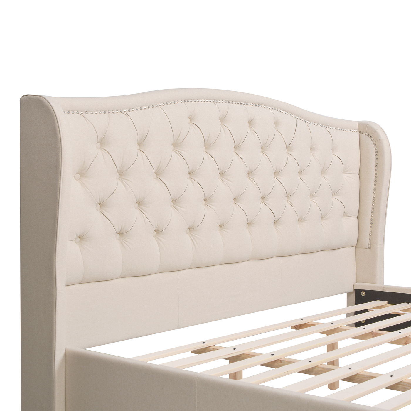 Fontana - Handcrafted Wingback Upholstered Platform Bed Frame - The Sleep Loft - Online Mattress Showroom NYC