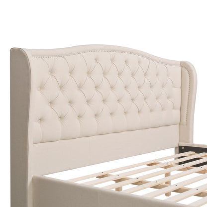 Fontana - Handcrafted Wingback Upholstered Platform Bed Frame - The Sleep Loft - Online Mattress Showroom NYC
