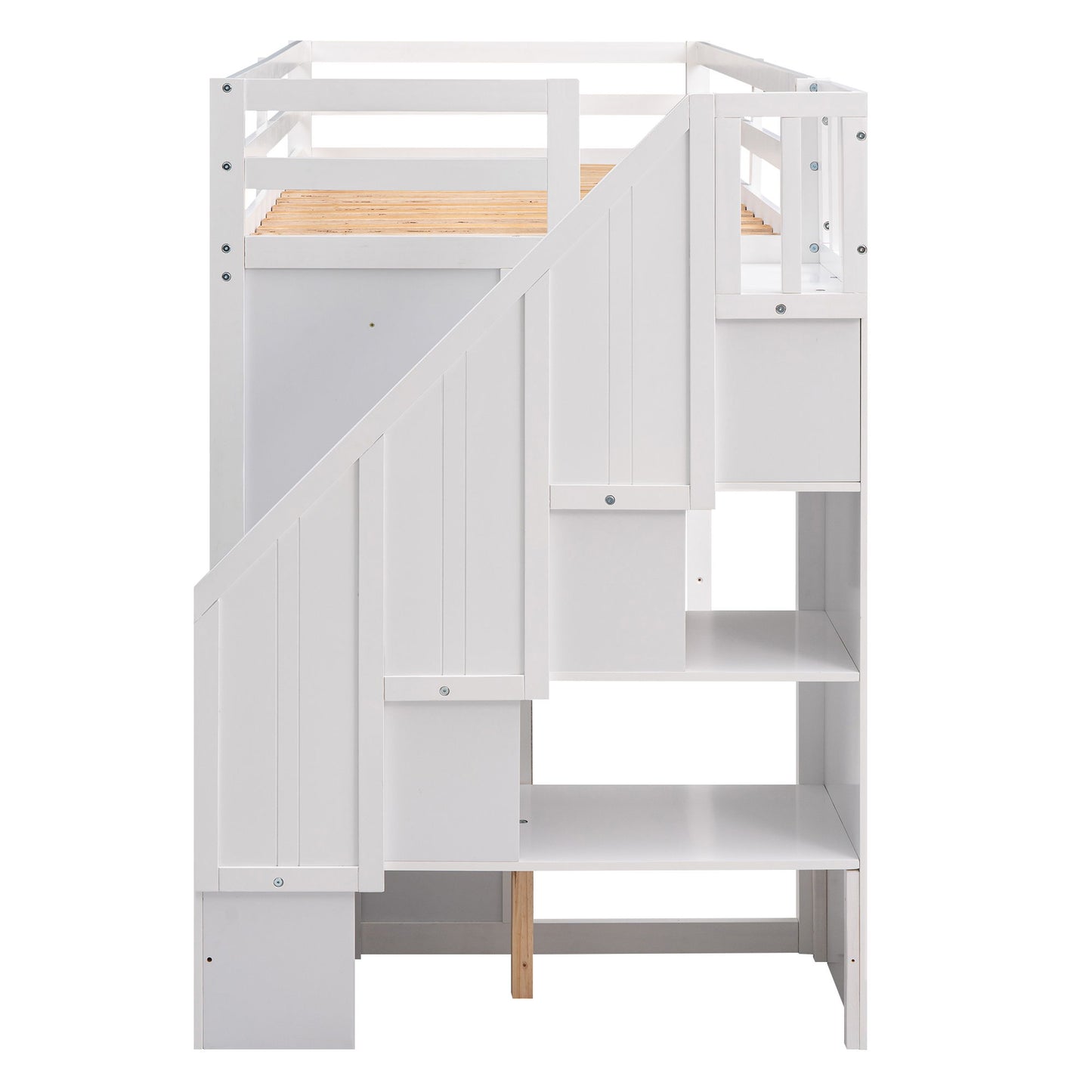Loft Bed With 3 Shelves, 2 Wardrobes, 2 Drawers, Ladder Storage - The Sleep Loft - Online Mattress Showroom NYC