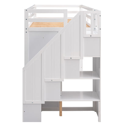 Loft Bed With 3 Shelves, 2 Wardrobes, 2 Drawers, Ladder Storage - The Sleep Loft - Online Mattress Showroom NYC