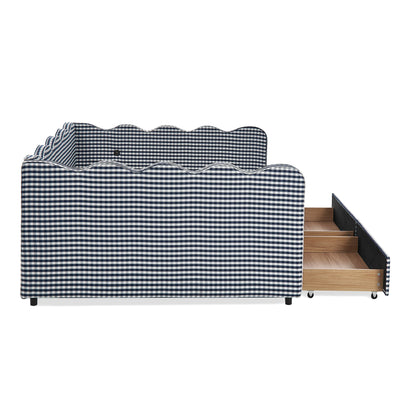 Gingham Daybed With USB Charging Port, Wave-Shaped Design - The Sleep Loft - Online Mattress Showroom NYC