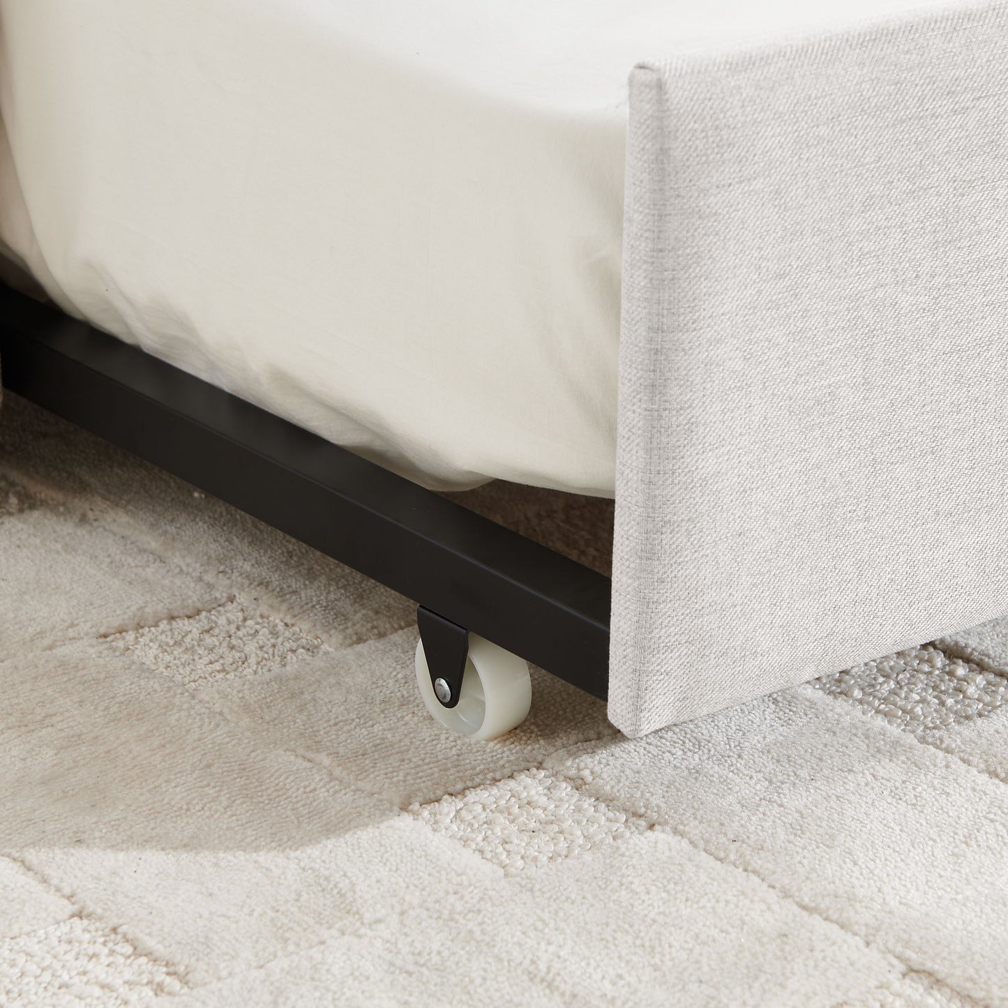 Upholstered Daybed With Trundle With Vertical Stripes - The Sleep Loft - Online Mattress Showroom NYC