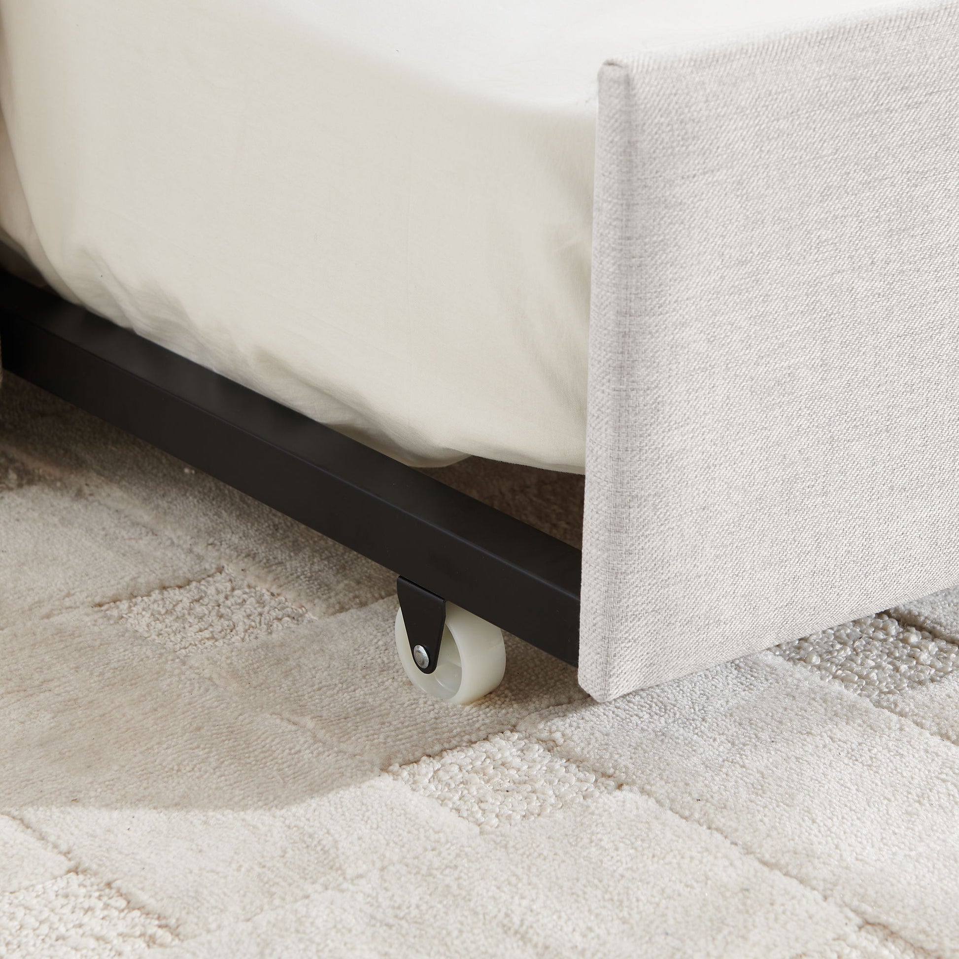 Upholstered Daybed With Trundle With Vertical Stripes - The Sleep Loft - Online Mattress Showroom NYC