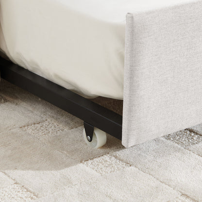 Upholstered Daybed With Trundle With Vertical Stripes - The Sleep Loft - Online Mattress Showroom NYC