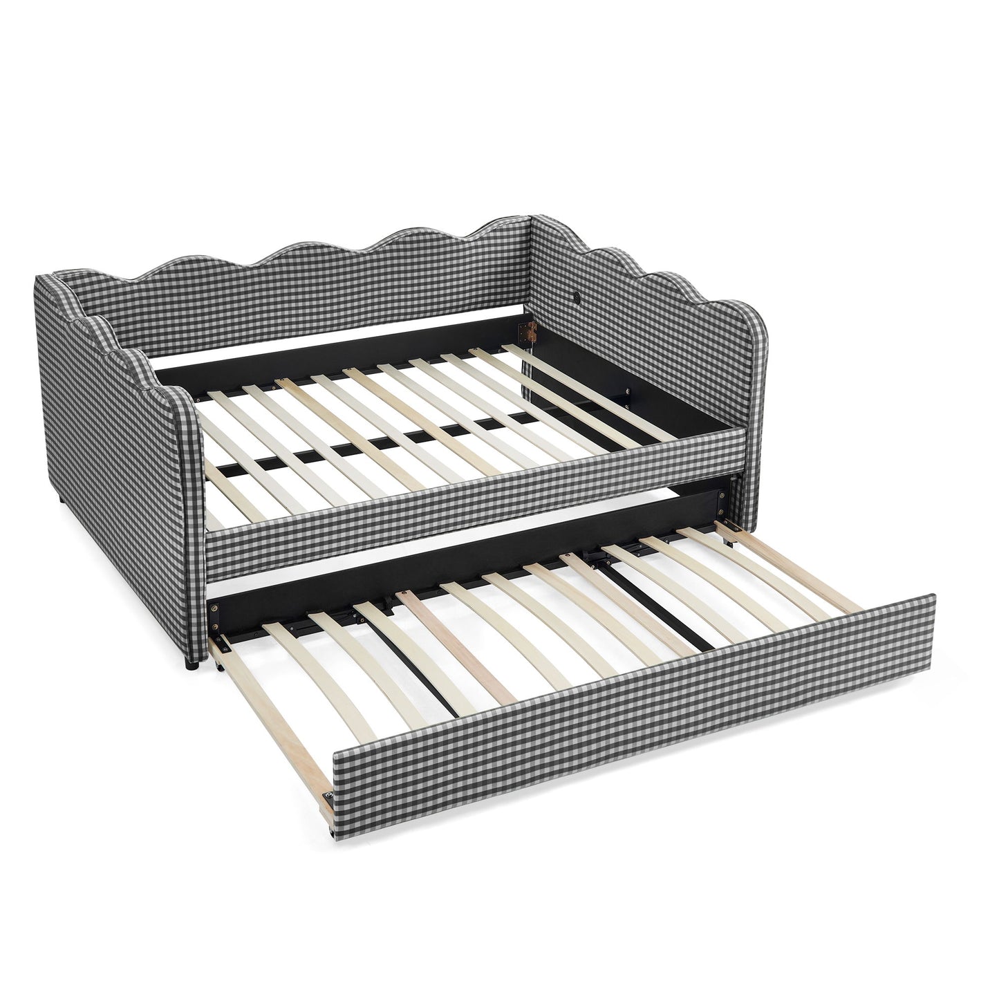 Gingham Daybed With USB Charging Port, Wave-Shaped Design - The Sleep Loft - Online Mattress Showroom NYC