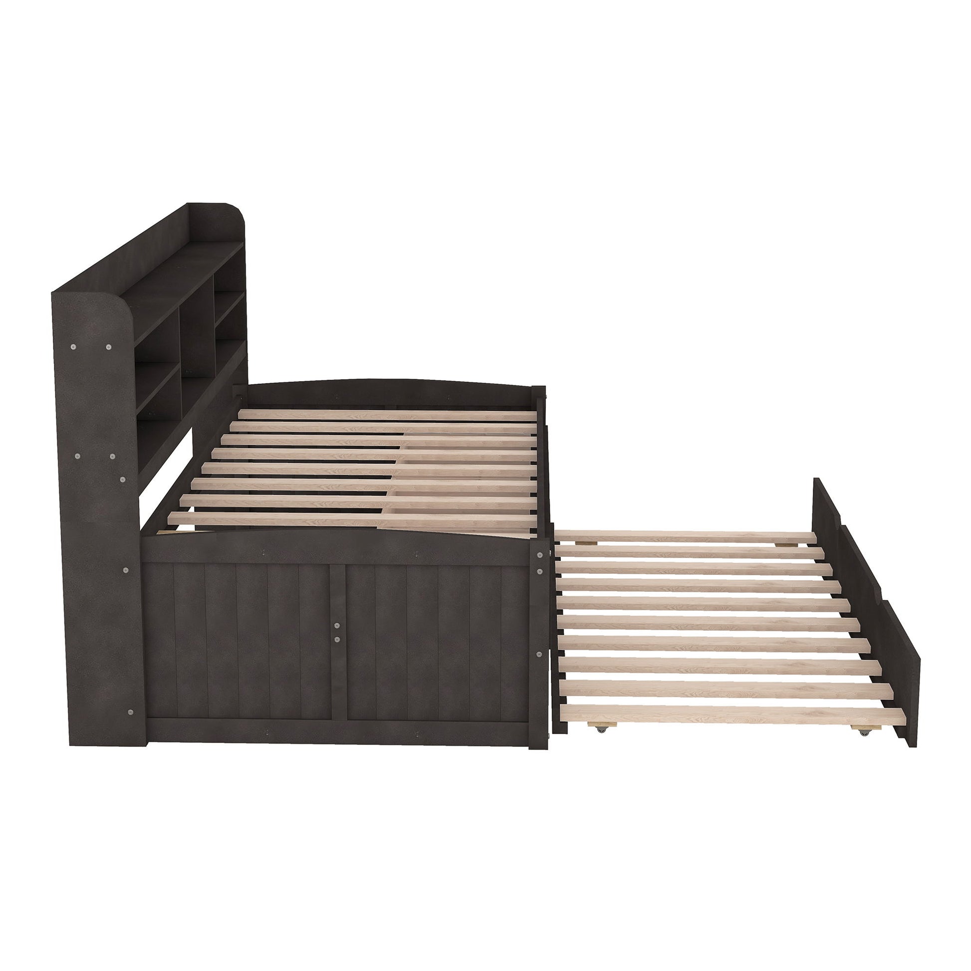 Captain Bed With Built In Bookshelves, 3 Storage Drawers, And Trundle - The Sleep Loft - Online Mattress Showroom NYC