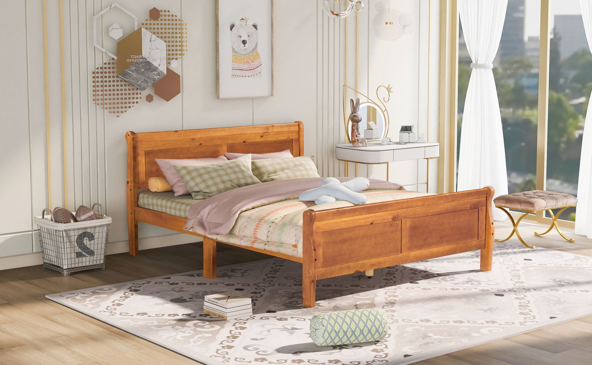 Platform Bed Frame Mattress Foundation Sleigh Bed With Headboard / Footboard / Wood Slat Suppor - The Sleep Loft - Online Mattress Showroom NYC