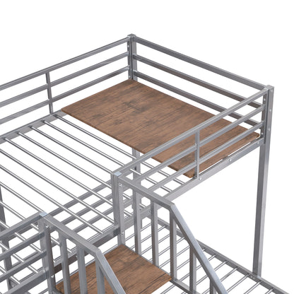 Metal Bunk Bed With Storage Shelves Staircase - The Sleep Loft - Online Mattress Showroom NYC