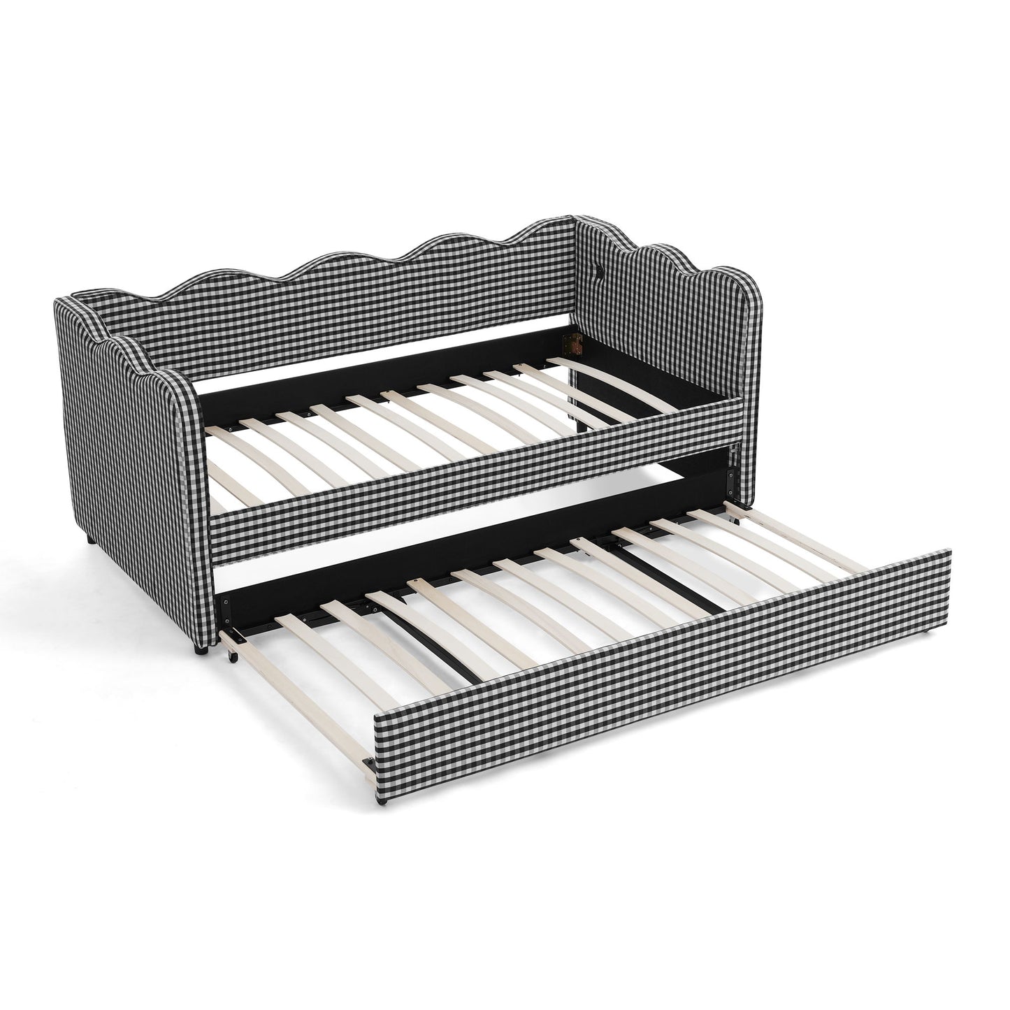 Gingham Daybed With USB Charging Port, Wave Shaped Design - The Sleep Loft - Online Mattress Showroom NYC