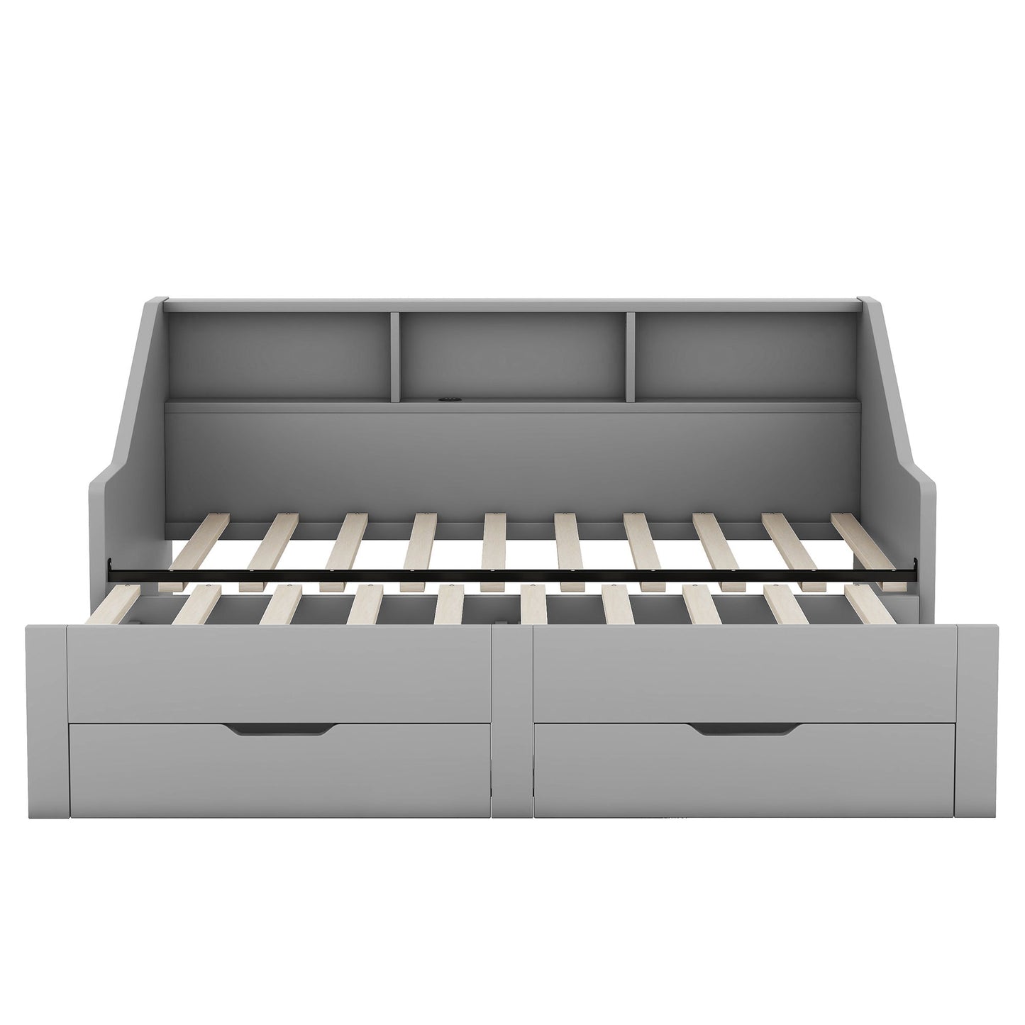 Daybed Frame With Storage Bookcases, 2 Drawers, Charging Station - The Sleep Loft - Online Mattress Showroom NYC