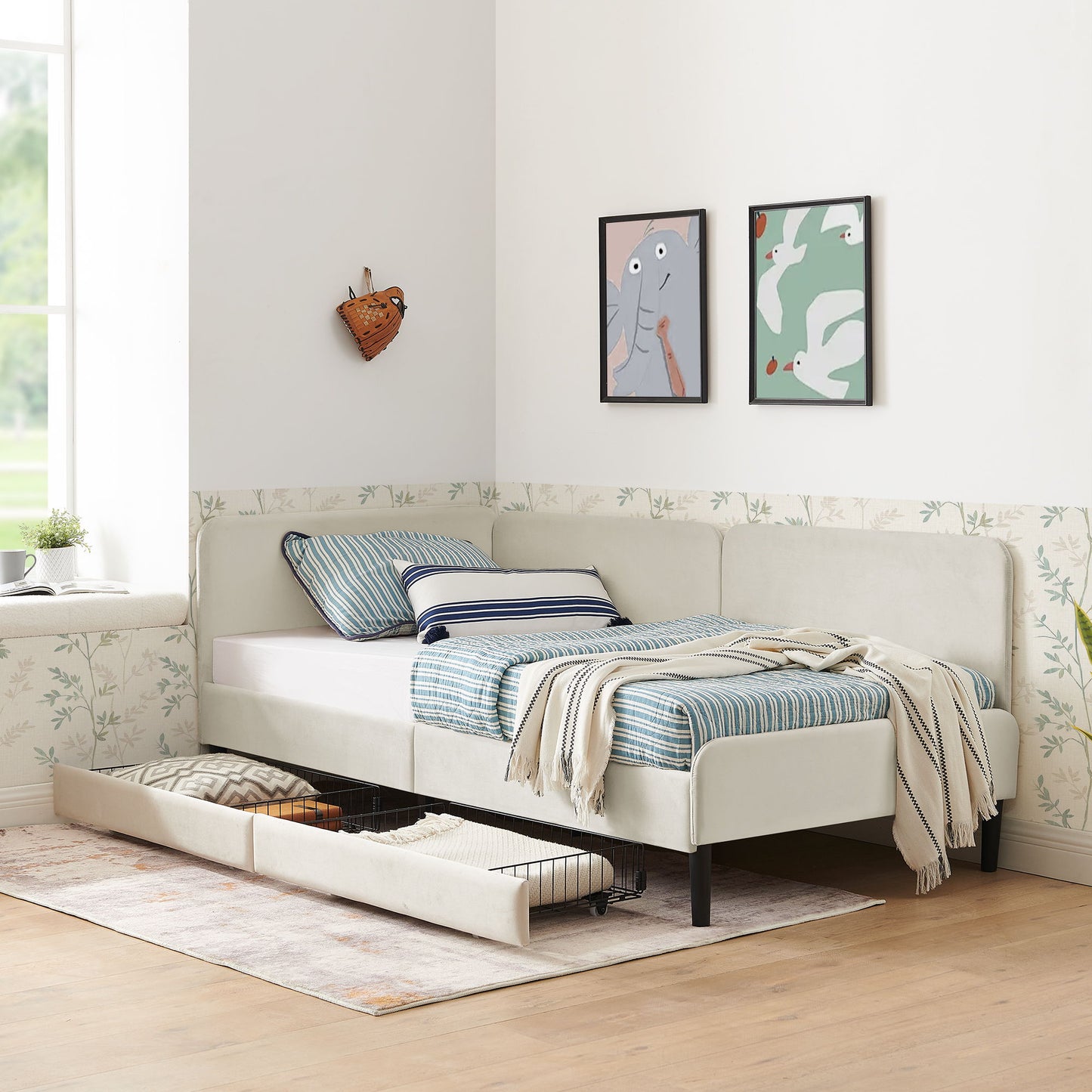 Upholstered Platform Bed Frame With 2 Storage Drawers And Adjustable Sofa Bed - The Sleep Loft - Online Mattress Showroom NYC