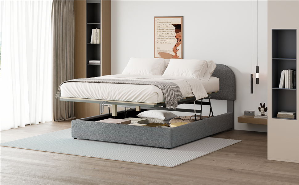 Upholstered Platform Bed With Hydraulic Storage System - The Sleep Loft - Online Mattress Showroom NYC