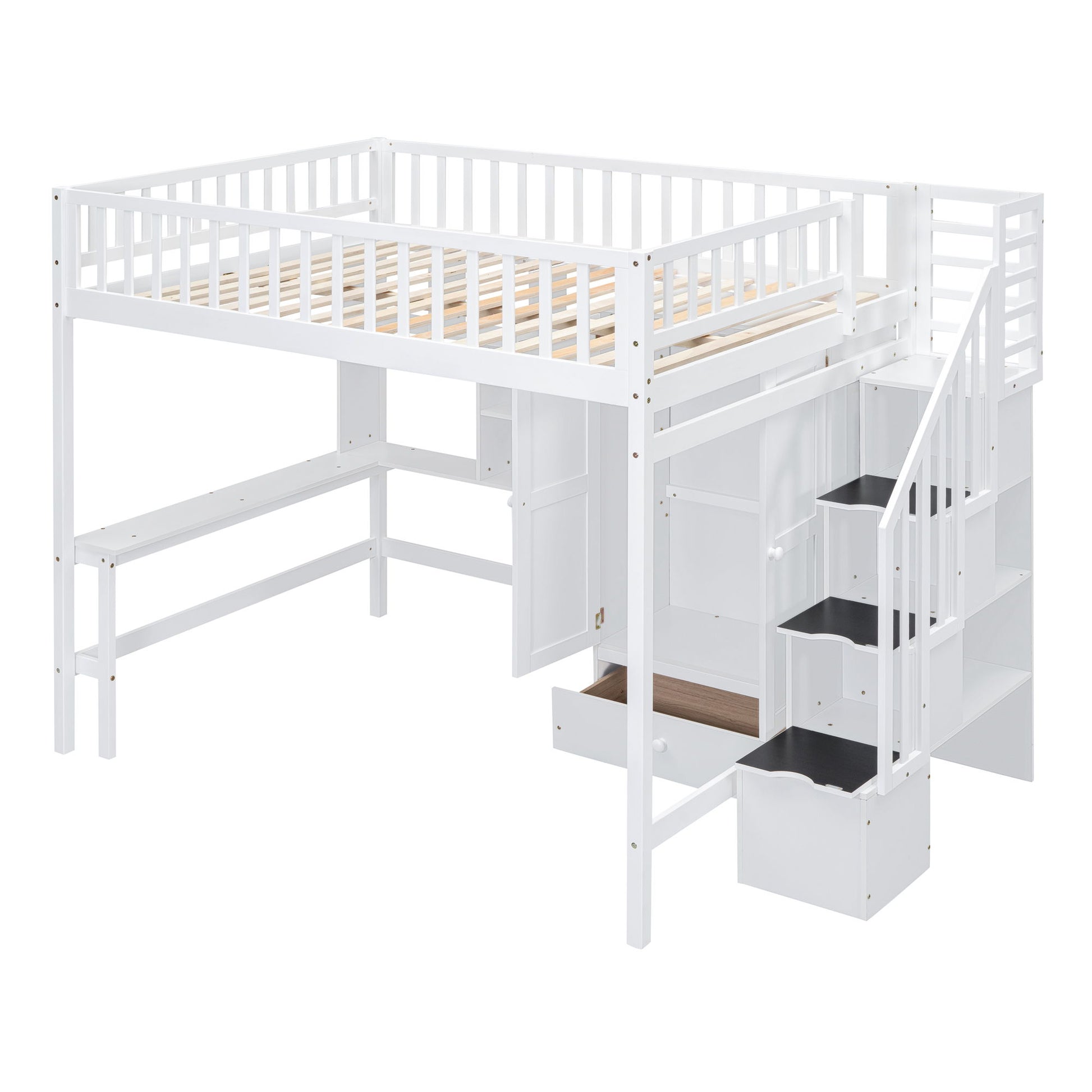 Loft Bed With Bookshelf, Drawers, Desk, And Wardrobe - The Sleep Loft - Online Mattress Showroom NYC