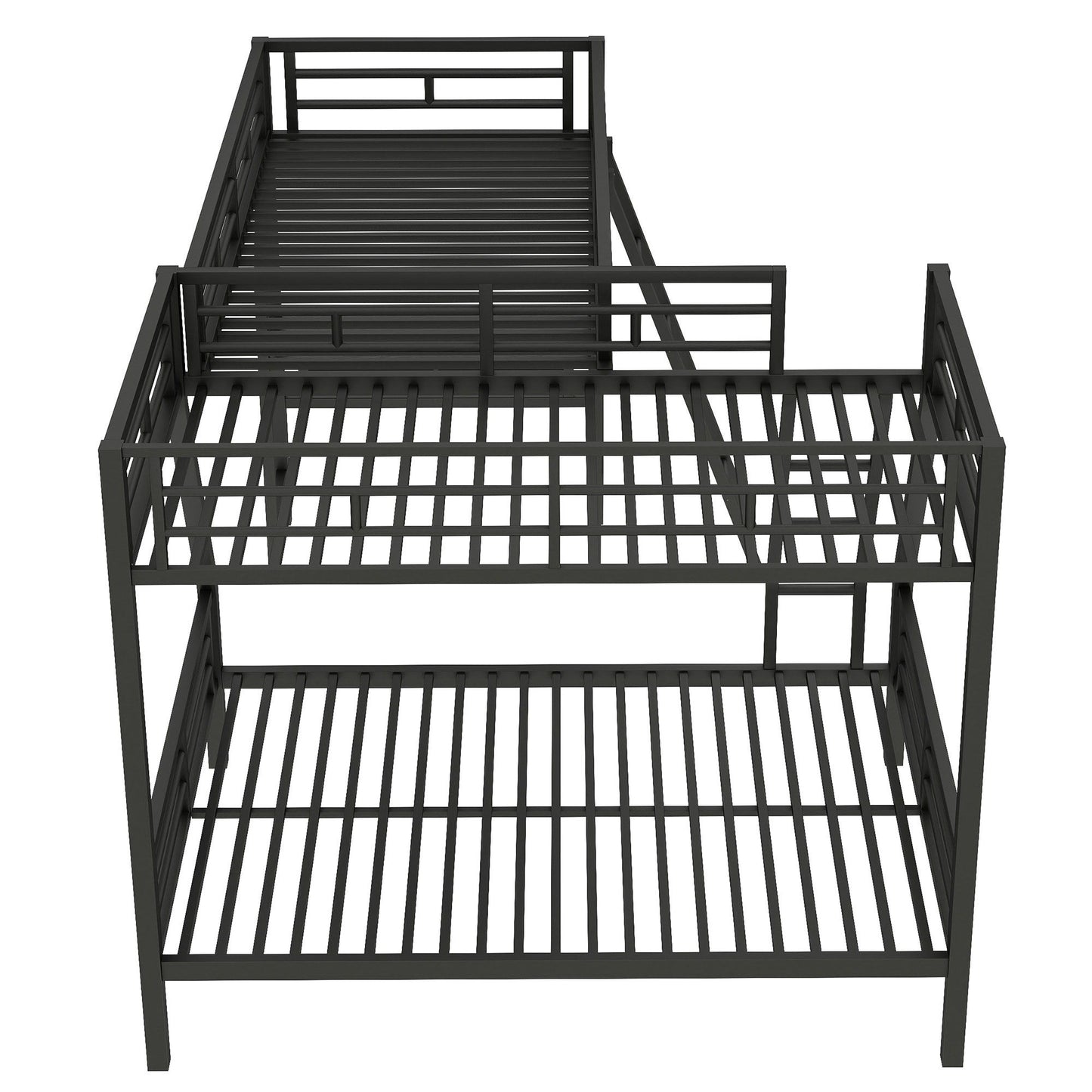 Twin Over Full Bunk Bed With Loft And Desk, L-Shaped Design For 3 Sleepers - Black - The Sleep Loft - Online Mattress Showroom NYC