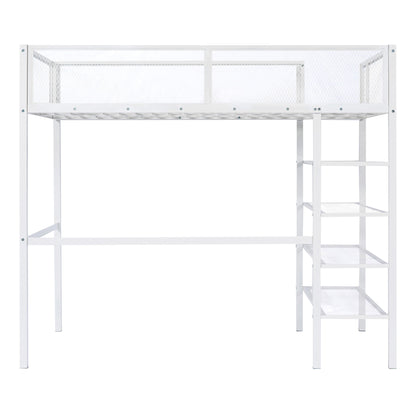 Loft Bed With 4 Tier Shelves And Storage - The Sleep Loft - Online Mattress Showroom NYC