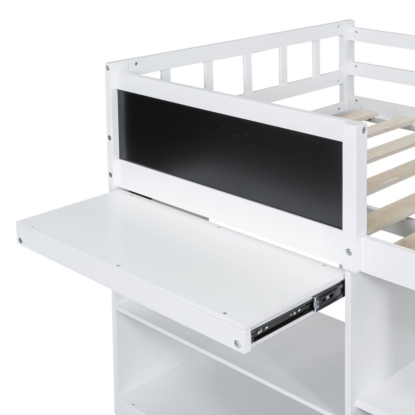 Low Loft Bed With Rolling Desk, Shelf And Drawers - The Sleep Loft - Online Mattress Showroom NYC