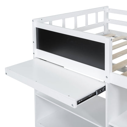 Low Loft Bed With Rolling Desk, Shelf And Drawers - The Sleep Loft - Online Mattress Showroom NYC
