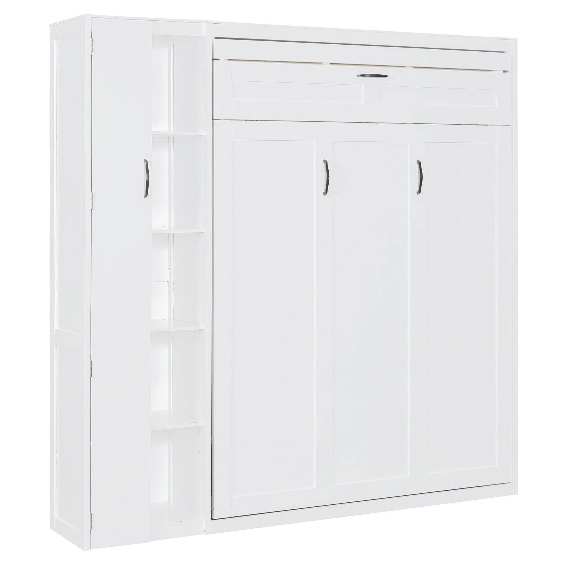 Murphy Wall Bed With Shelves, Wardrobe And LED Lights - The Sleep Loft - Online Mattress Showroom NYC