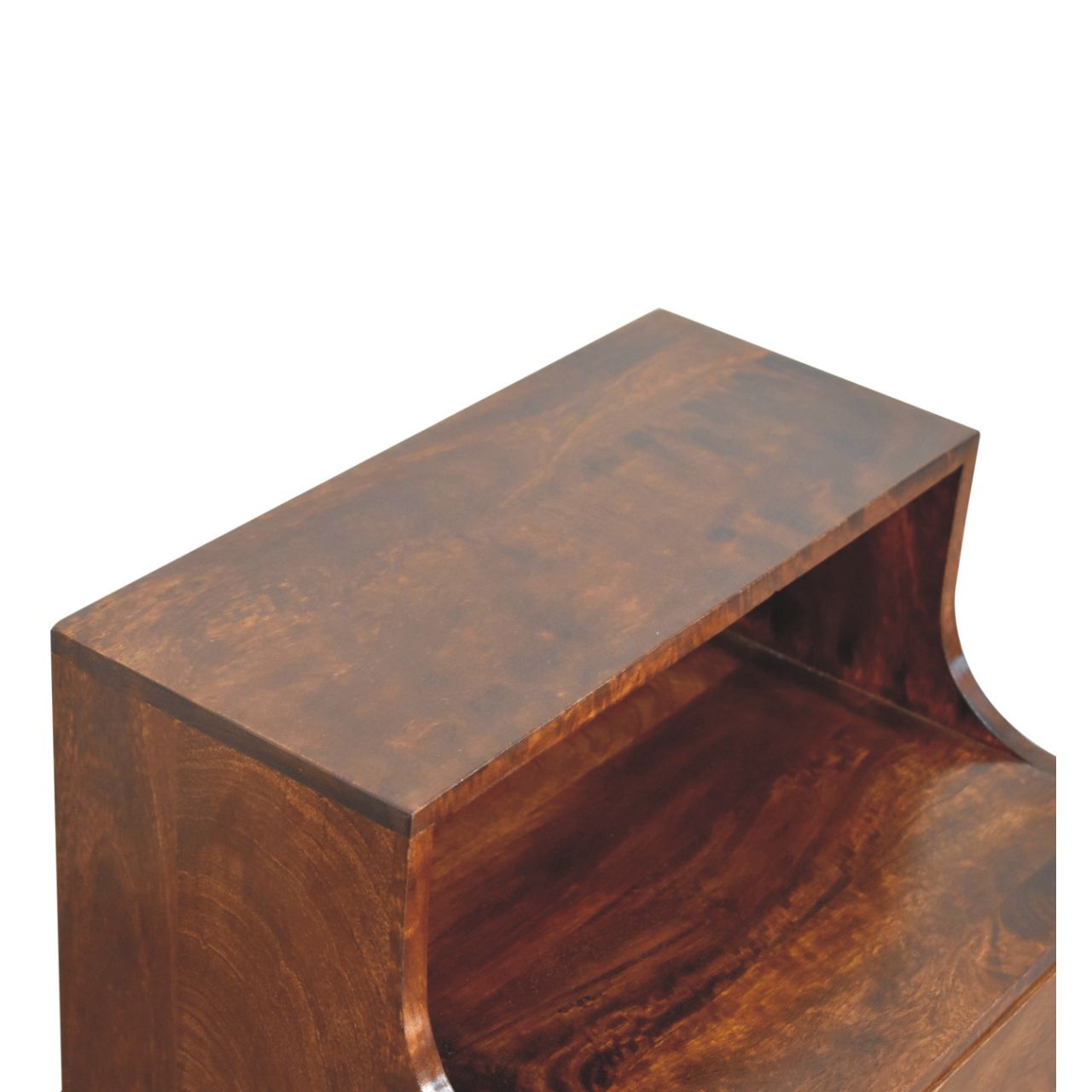 T Bar Raised Back Bedside Table - Chestnut - The Sleep Loft - Online Mattress Showroom NYC