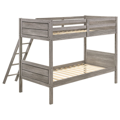 Brenton - Twin Over Twin Bunk Bed With Ladder - Taupe - The Sleep Loft - Online Mattress Showroom NYC