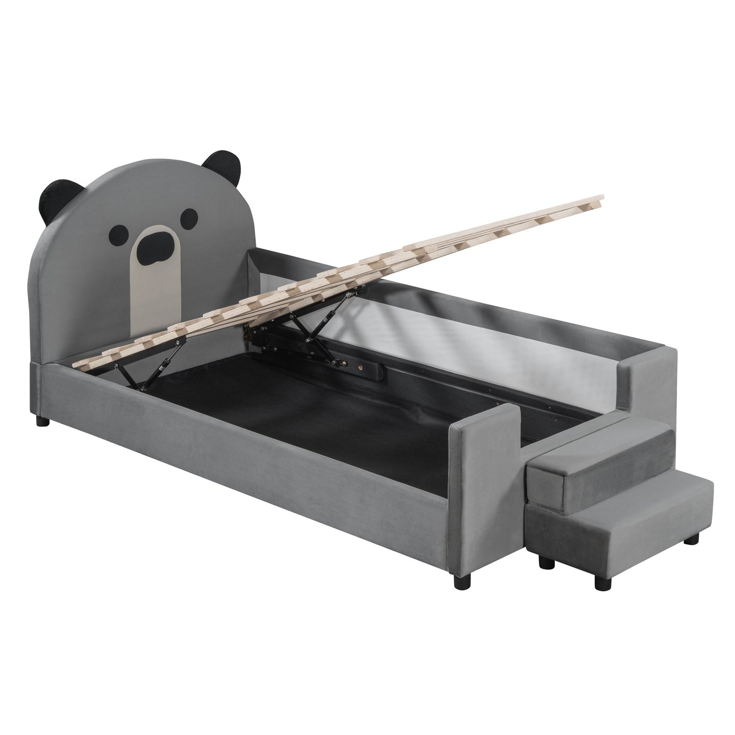 Upholstered Daybed With Bear Shaped Headboard, Hydraulic System And Breathable Fence - The Sleep Loft - Online Mattress Showroom NYC