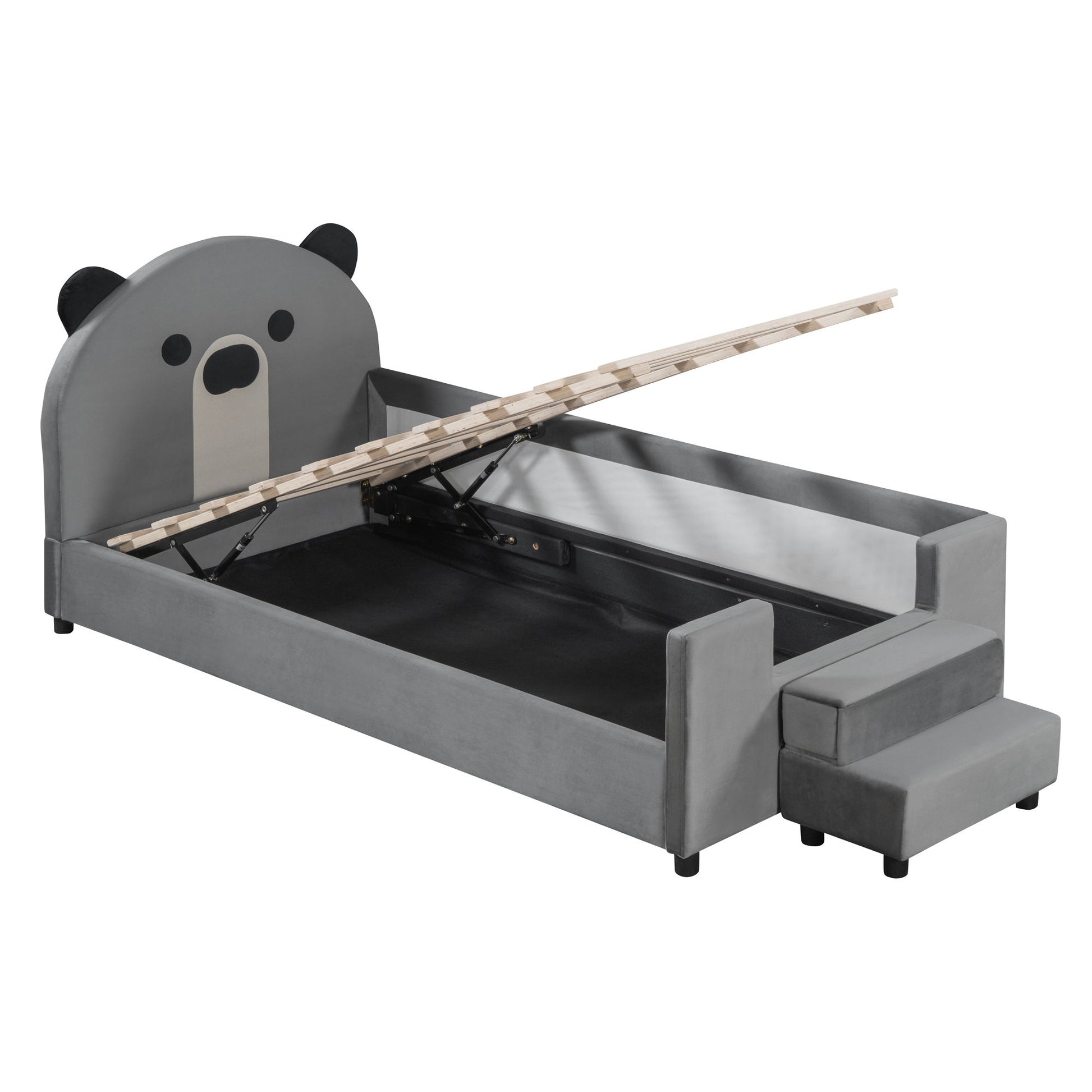 Upholstered Daybed With Bear Shaped Headboard, Hydraulic System And Breathable Fence - The Sleep Loft - Online Mattress Showroom NYC
