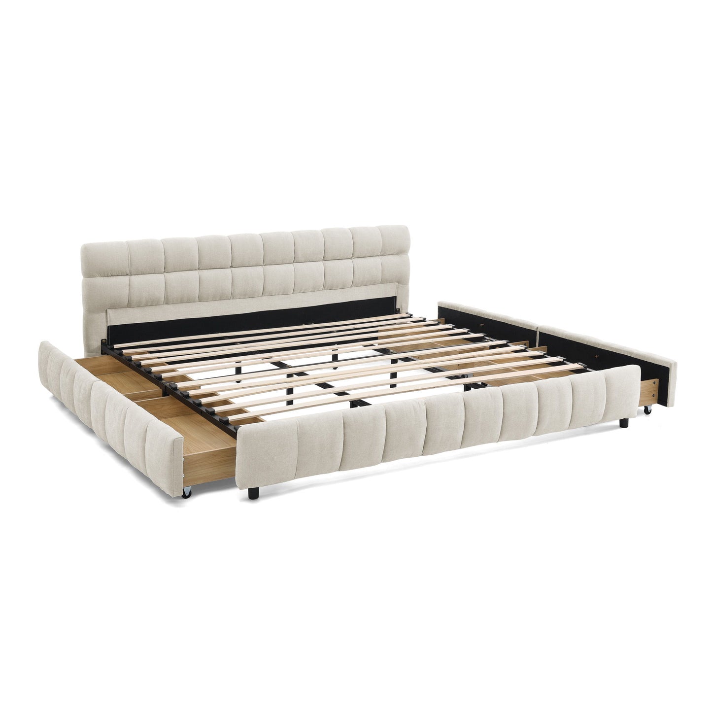 Modern Platform Bed Frame With Thick Fabric - The Sleep Loft - Online Mattress Showroom NYC
