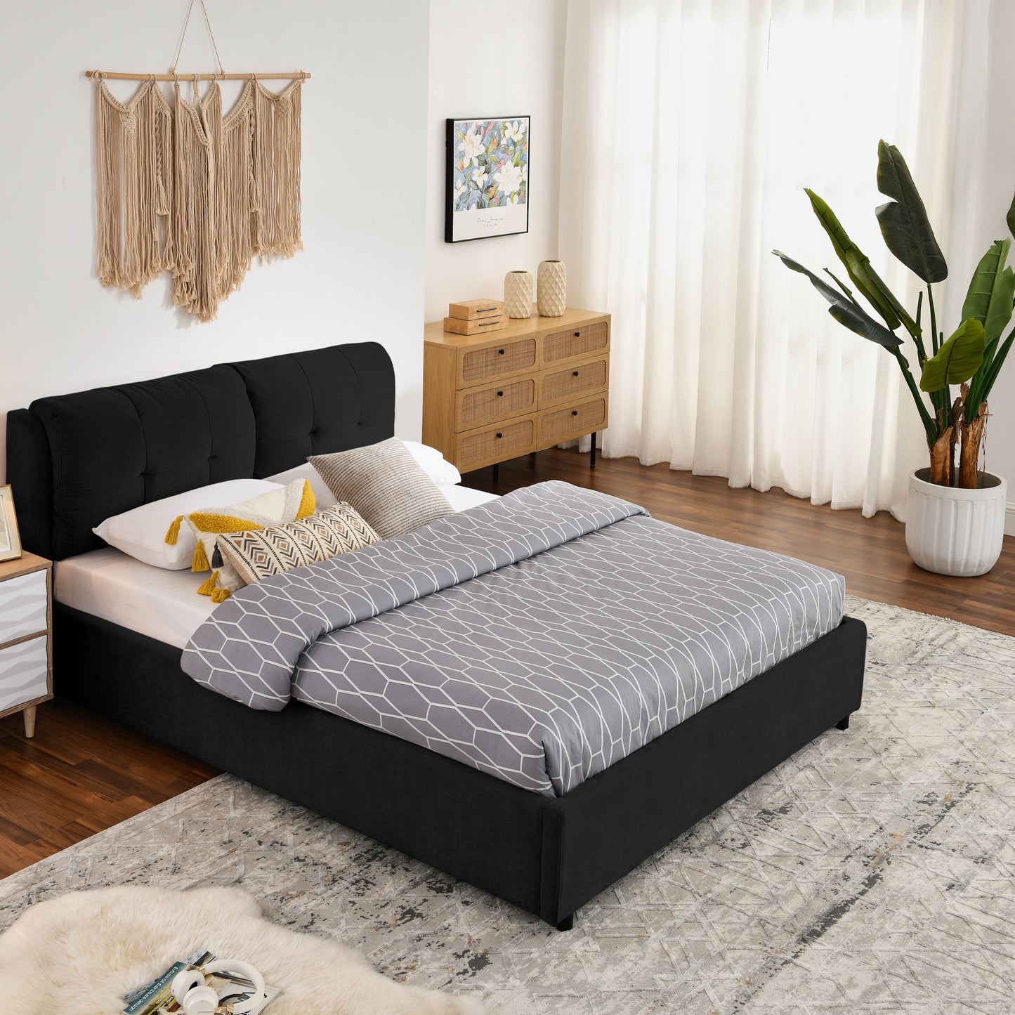 Storage Upholstered Hydraulic Platform Bed With Integrated Headboard - The Sleep Loft - Online Mattress Showroom NYC