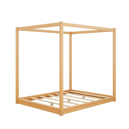 Wood Canopy Platform Bed With Support Legs And Airflow Slats - The Sleep Loft - Online Mattress Showroom NYC