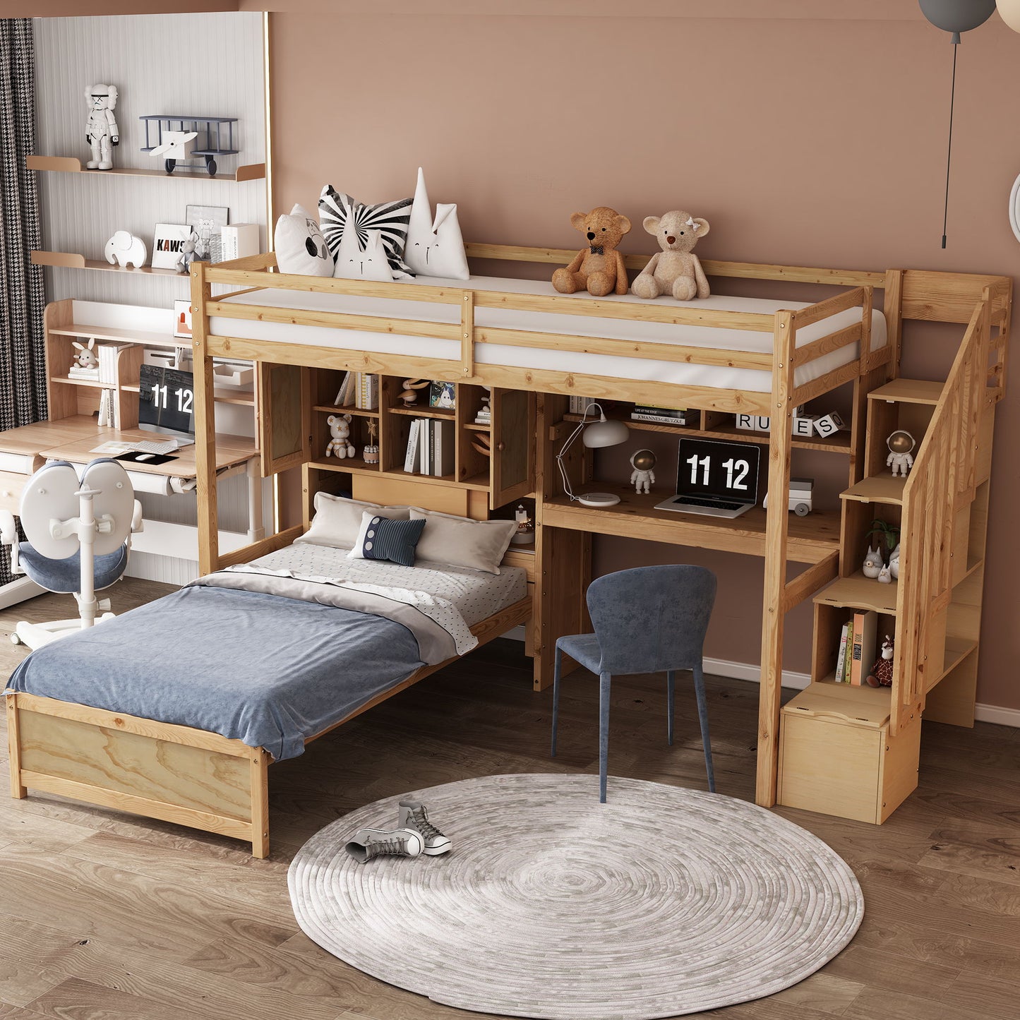 Loft Bed With Built In Desk And Staircase - The Sleep Loft - Online Mattress Showroom NYC