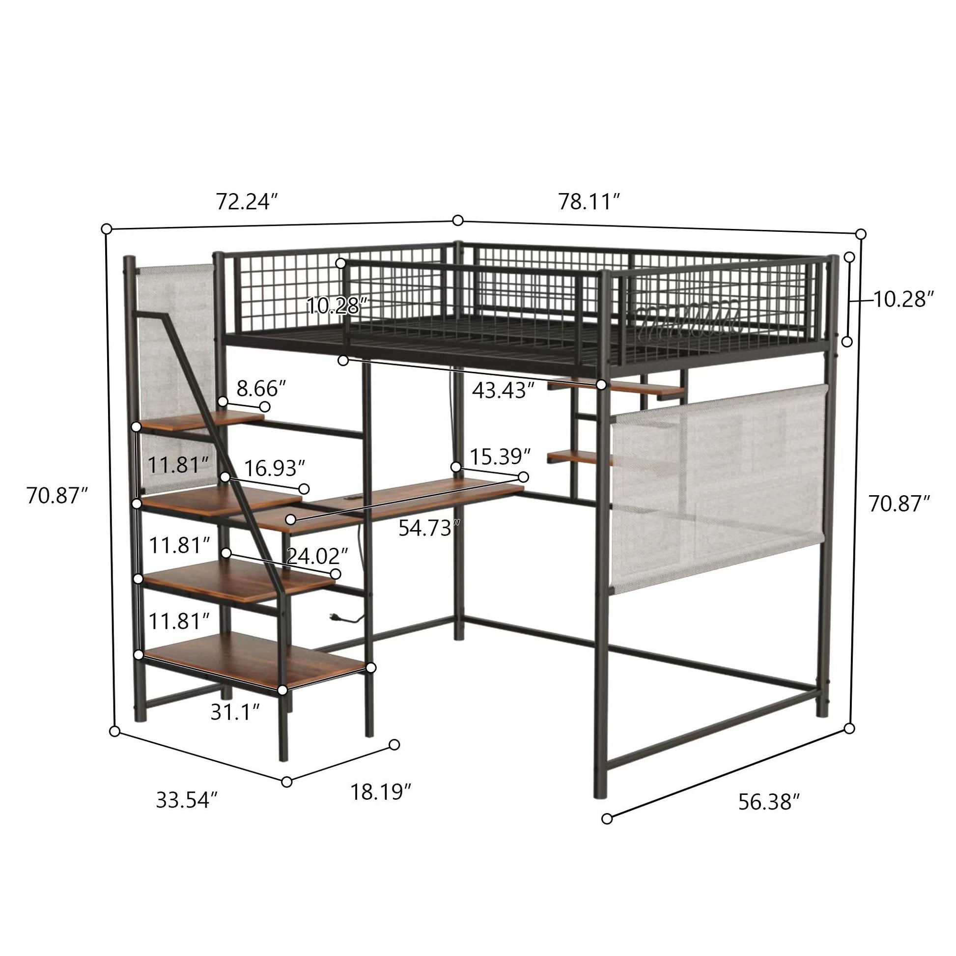 Metal Loft Bed With Built - In Charging Station And LED Light - The Sleep Loft - Online Mattress Showroom NYC