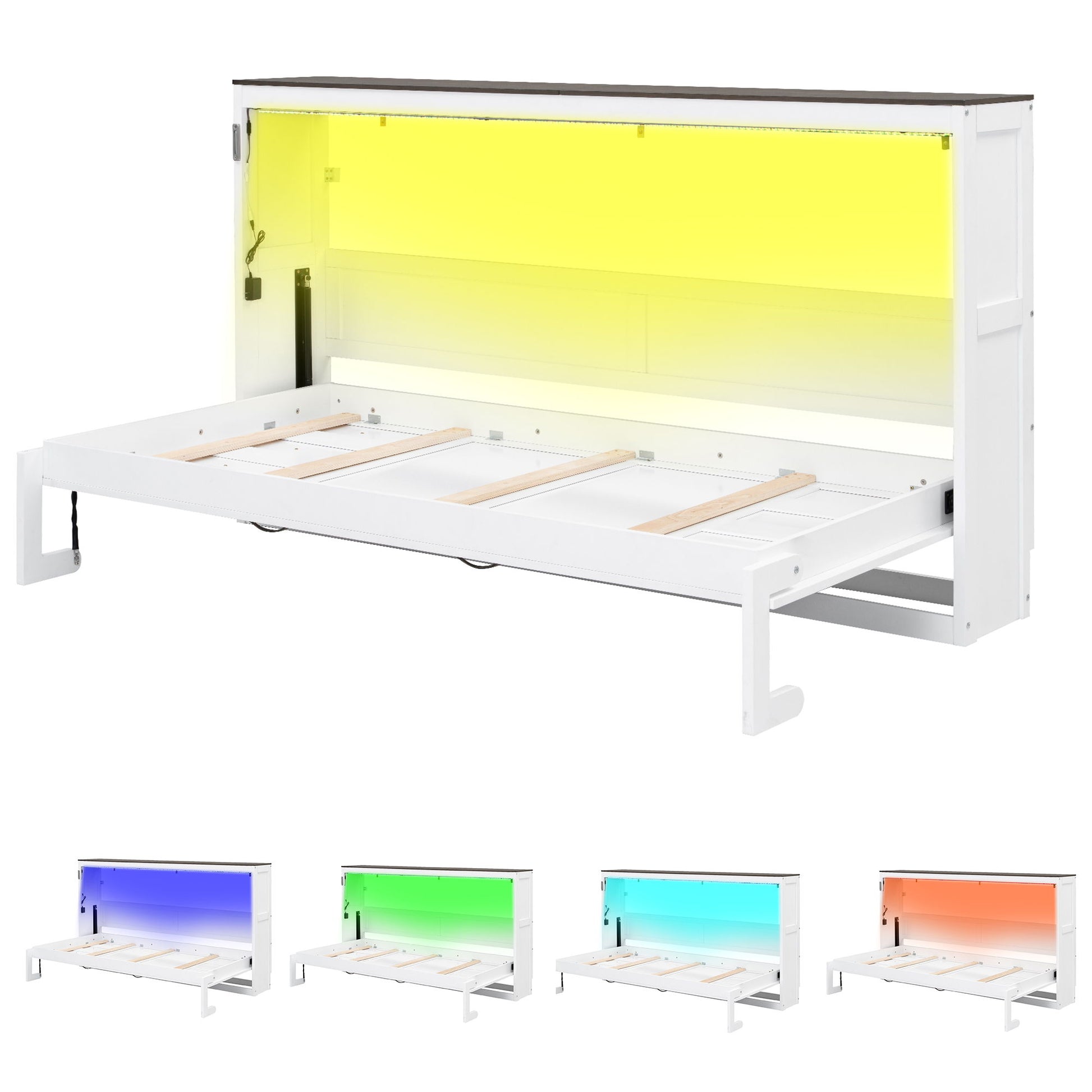 Murphy Bed With LED Light, Foldable Wall Bed Cabinet - The Sleep Loft - Online Mattress Showroom NYC