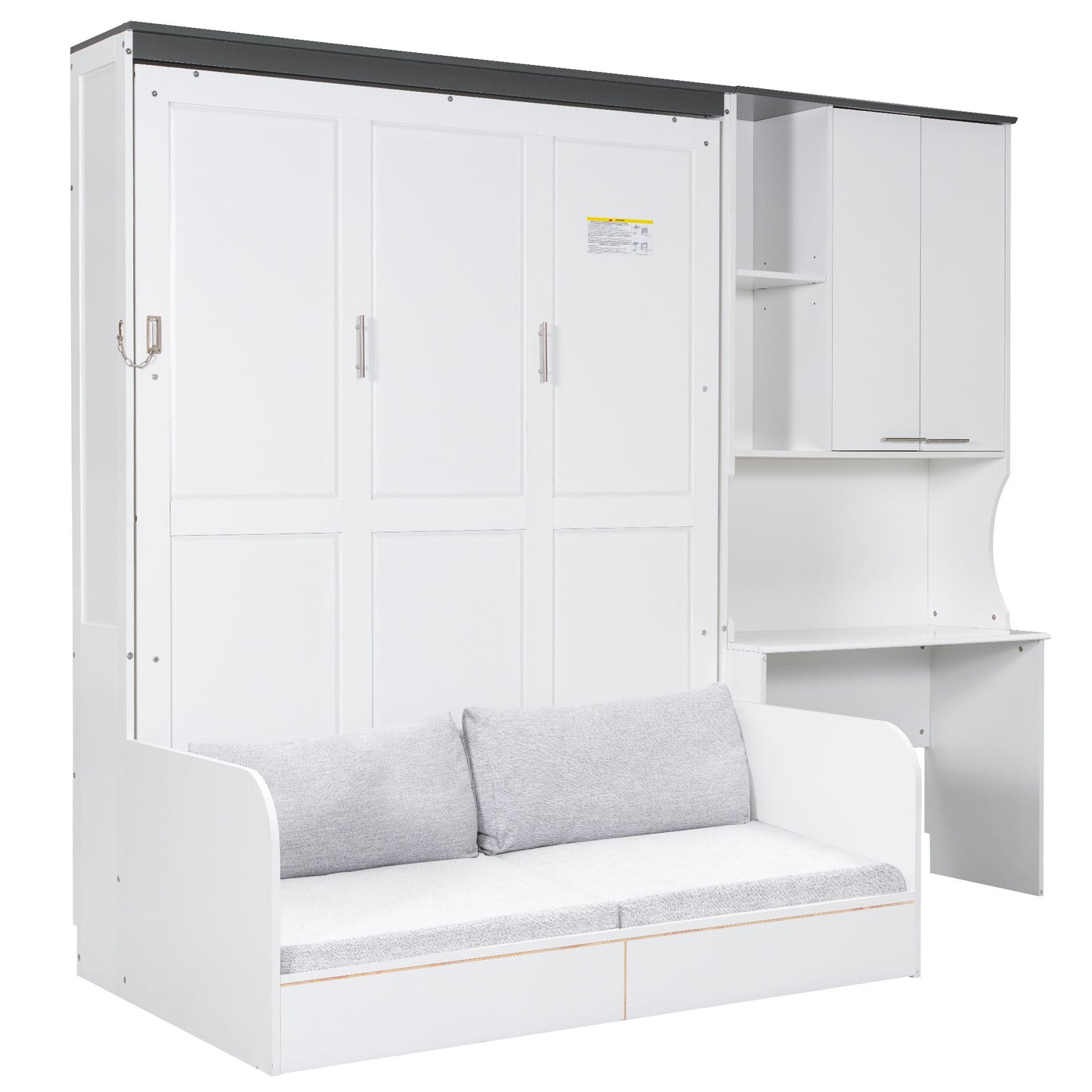 Multi Functional Murphy Bed With Sofa, Desk, And Storage Cabinet, Queen Size - White - The Sleep Loft - Online Mattress Showroom NYC