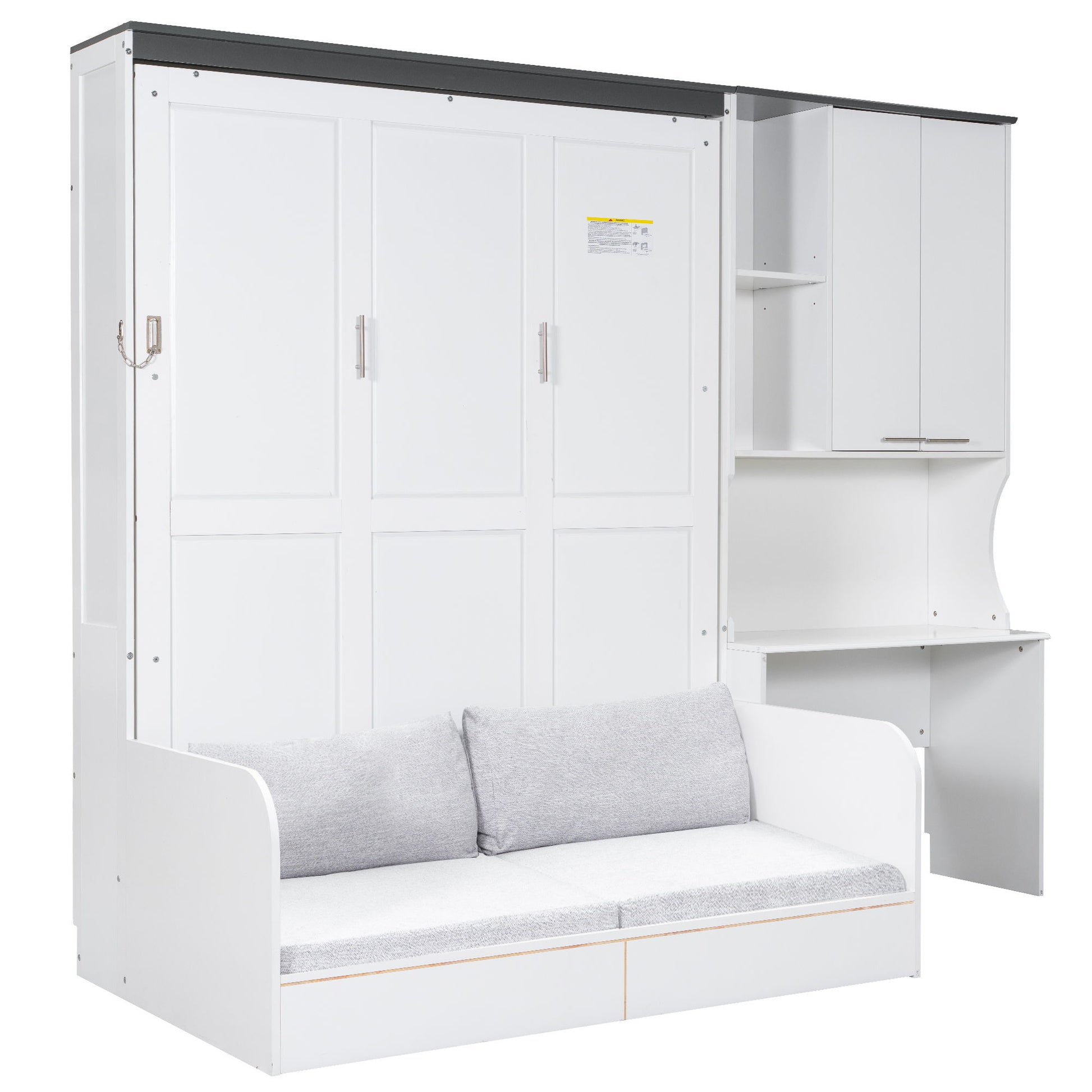 Multi Functional Murphy Bed With Sofa, Desk, And Storage Cabinet, Queen Size - White - The Sleep Loft - Online Mattress Showroom NYC